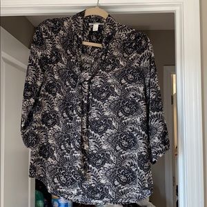 Black and white flower dress shirt